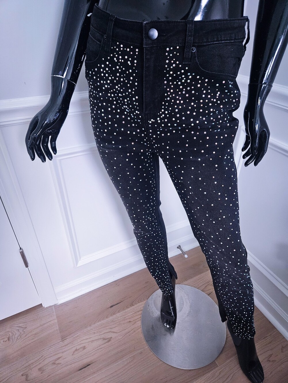 Fashionova Black Embellished Skinny Jeans - Studded Detail